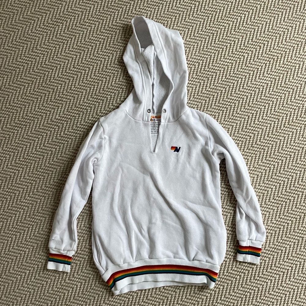 Aviator Nation white rainbow hoodie - sz 8